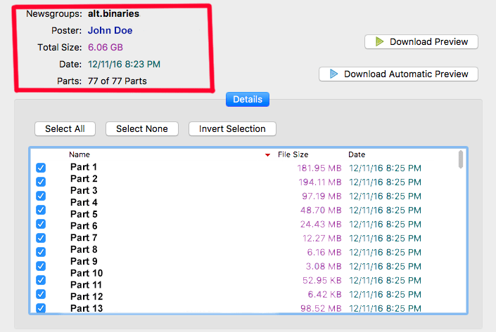 binary header