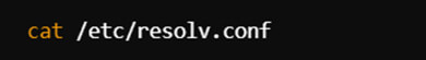 Image of command line with the command “cat /etc/resolv.conf” typed into it.