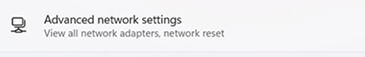 Closeup of a menu section called “Advanced network settings”